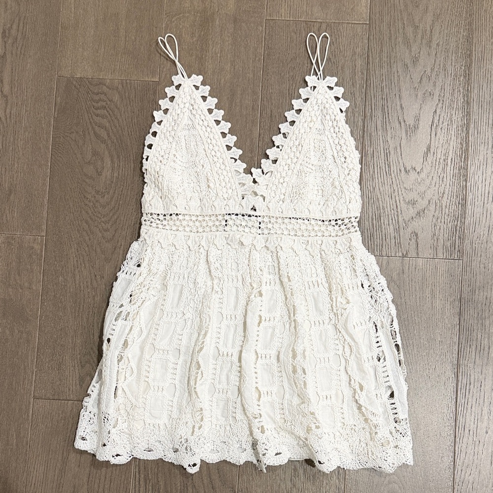 Alexis Women's Evana Macramé Mini Dress White